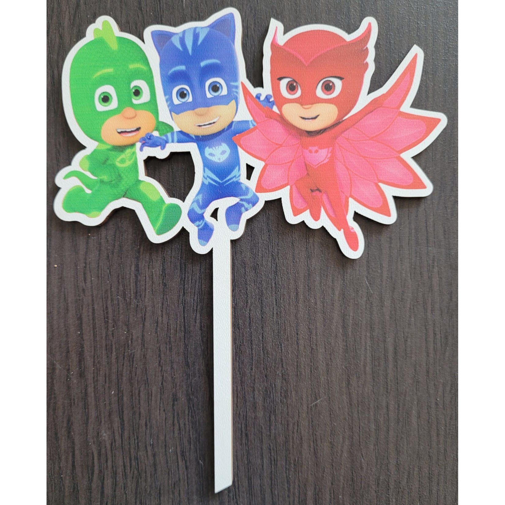Pyjamasque Toppers Topper de tort lemn Eroi in pijama / PJ Mask 9 x 14 cm - eMAG.ro