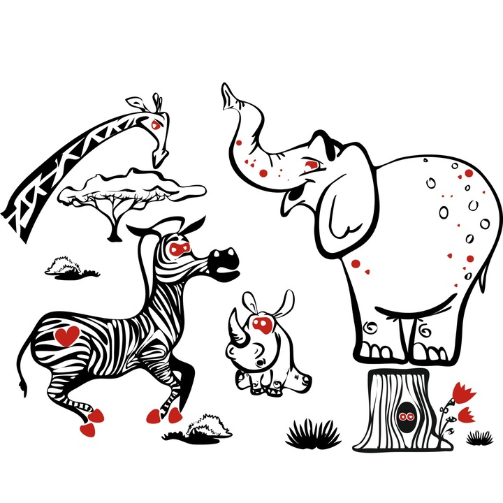 PoStar matricakészlet, Állatok/Animáció, Több felületre felvihető, 4 darabos