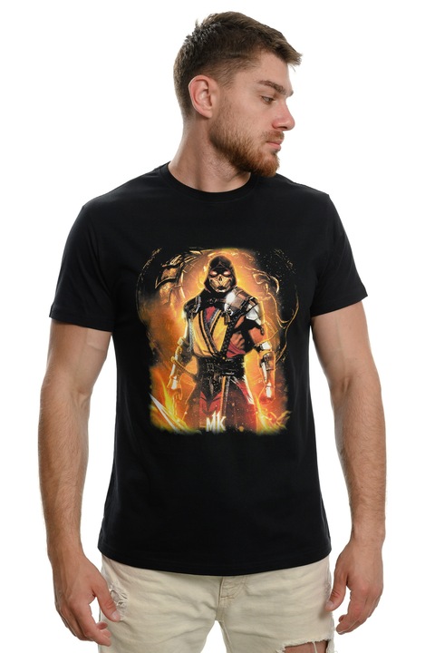 Férfi póló Printex, Mortal Kombat, MK, Videojáték, Digitális Nyomat, Fekete