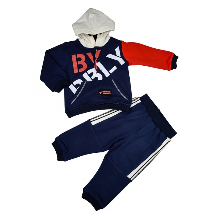 Compleu Vatuit Baieti "By Bubbly" 2 Piese Hanorac Si Pantaloni Lungi, Bleumarin