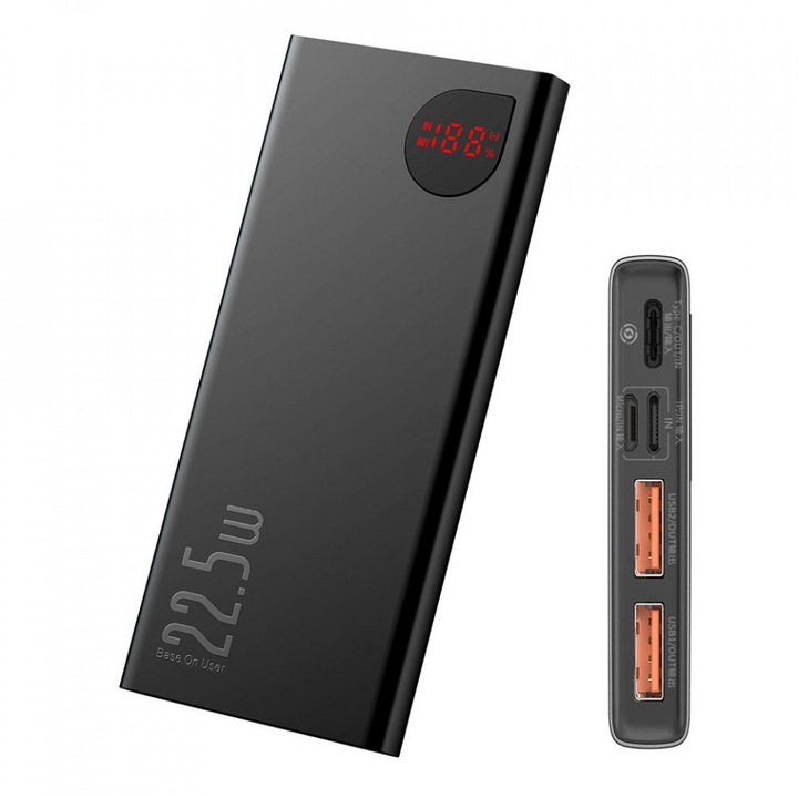 Powerbank Baseus Adaman 10000mAh 22.5W 2x USB / 1x USB тип C Power Delivery Quick Charge черен (PPAD000001)
