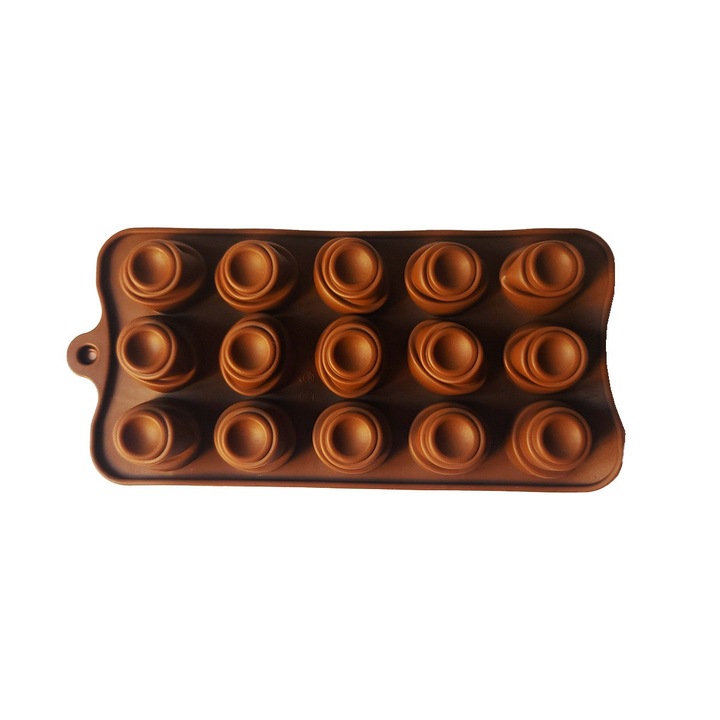 Силиконова форма за бонбони, 15 кухини, Различни форми, Кафяво, 21 см, 261COF