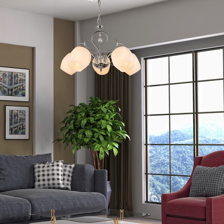 Полилей Frida, Agora Lighting, Steel, E27, Chrome