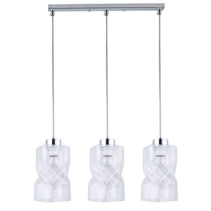 Larvik csillár, Agora Lighting, Üveg/Acél, E27, Átlátszó