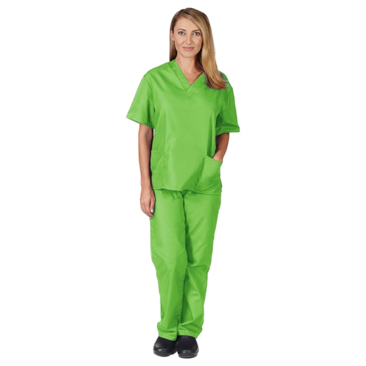 Медицински костюм Atelierul de Halate, дамски класически, памук, полиестер, зелена ябълка, XS