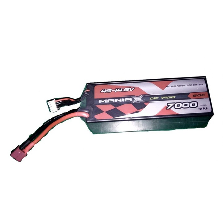LiPo akkumulátor, ManiaX, 7000 mAh, 14,8 V, 60 C, T-Dean csatlakozó, többszínű