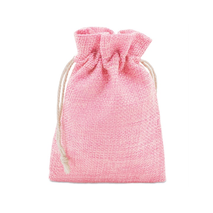 Комплект от 10 платнени торби Createur, 10x14 см, Розов плат
