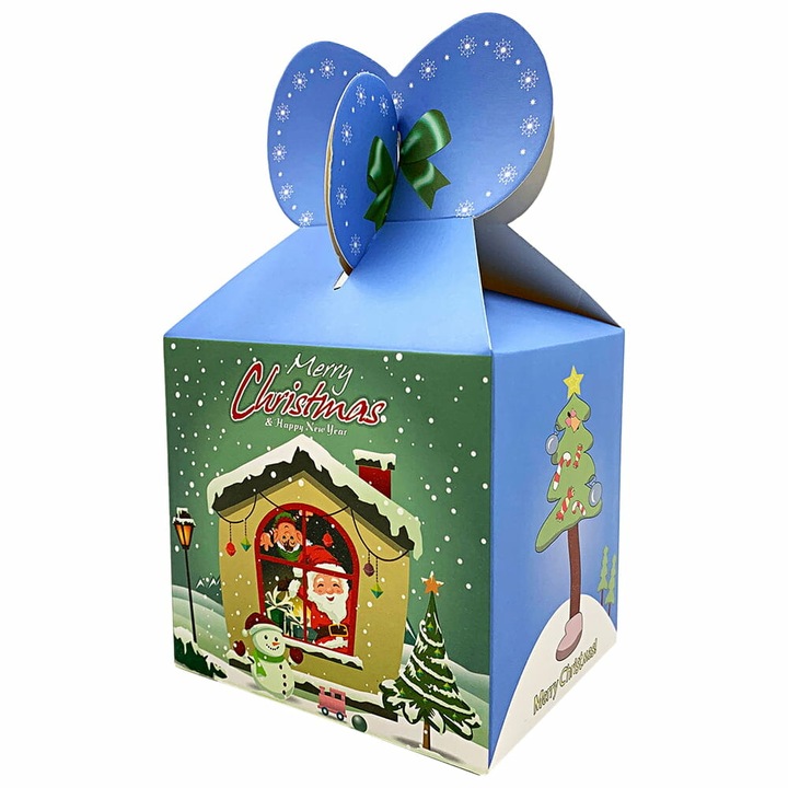 10 db négyzet alakú karácsonyi doboz készlet, kék, Createur, 10 x 9 x 20 cm