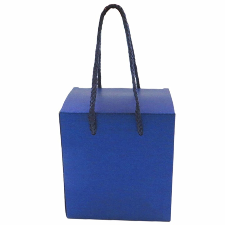 Комплект от 10 квадратни кутии с текстилна дръжка, сини, Createur, 11 x 8,5 x 12,5 cm