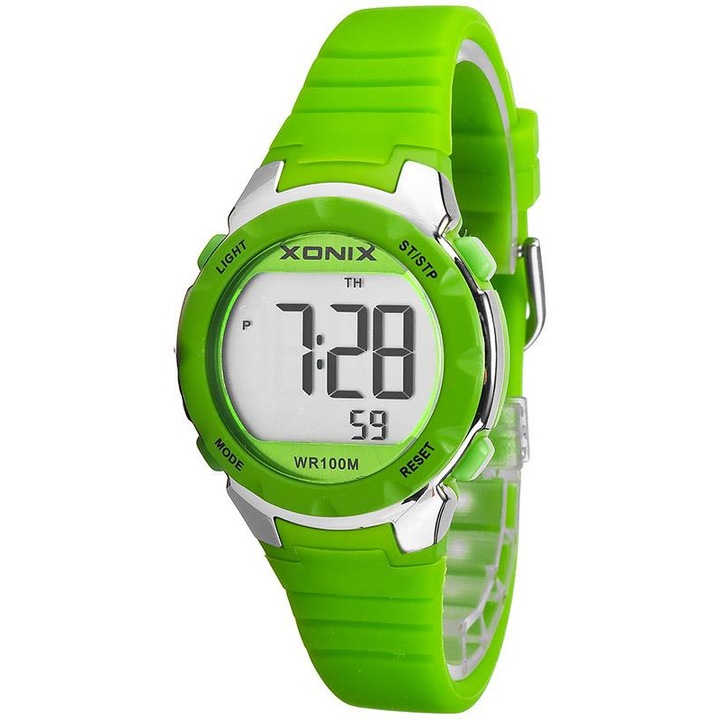 Ceas copii Xonix, XDX31K/3, Verde, digital, functii sport, data, alarma, WR100M