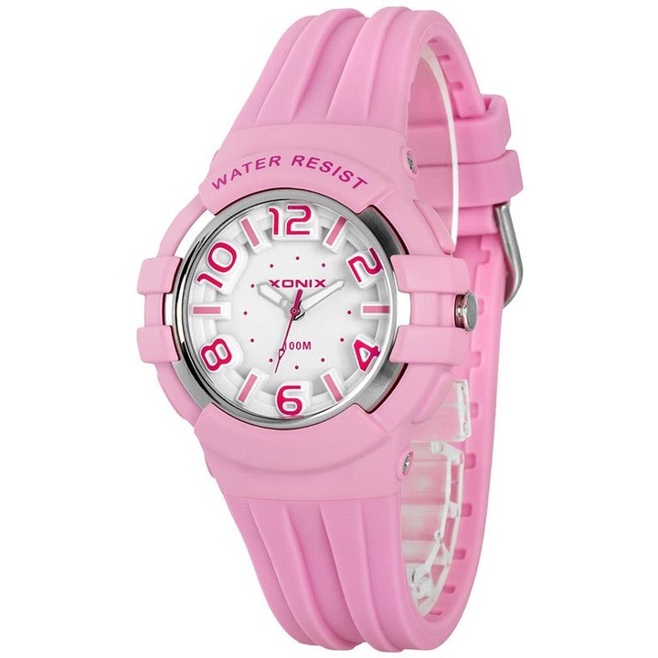 Ceas copii Xonix, XGJ87KBA/7, Roz, analog, iluminat de fundal, rezistenta la apa 100m