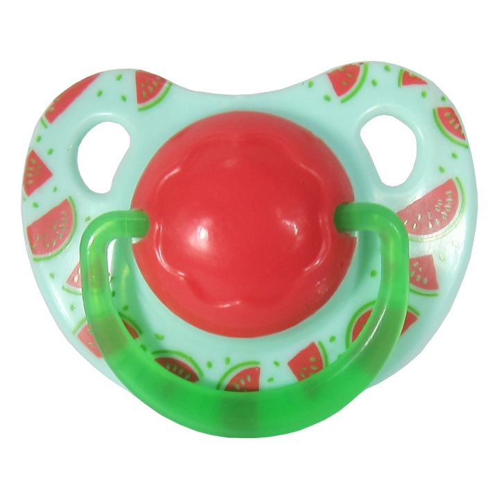Díszített fogszabályozó szilikon cumi, 0L+, R0336 dinnye, Primii Pasi