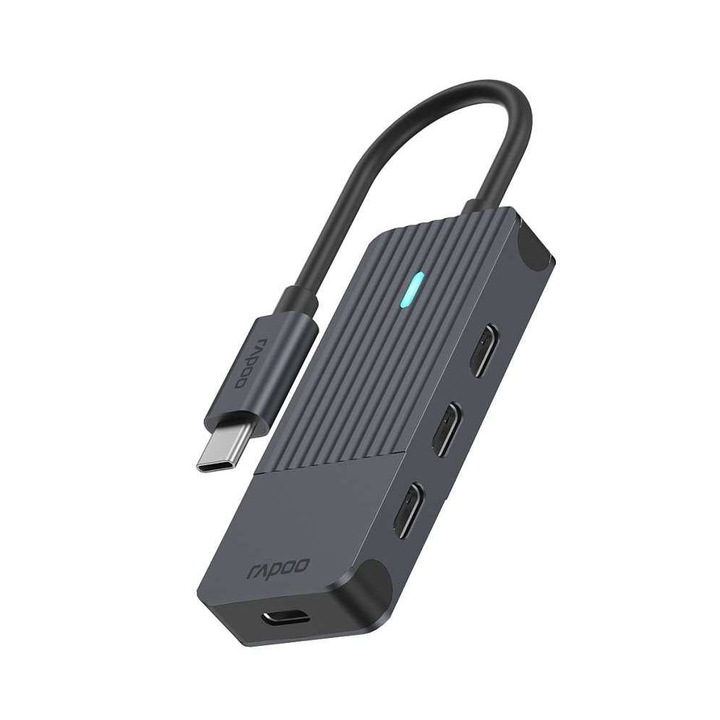 4-портов хъб USB-C RAPOO UCH-4002, 4 x USB-C, Черен