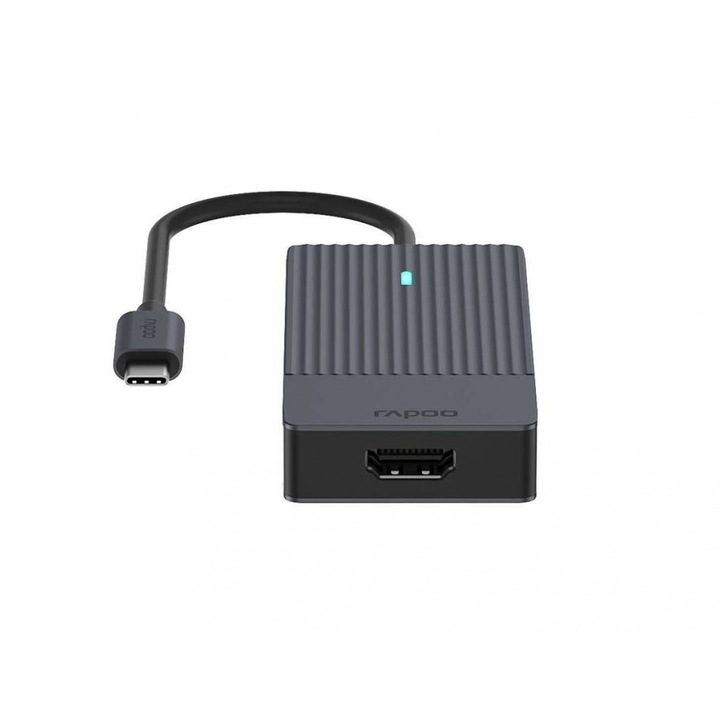 4-портов хъб Rapoo 4 в 1, 2 x USB-A, 1 x USB-C, 1 x HDMI, Черен