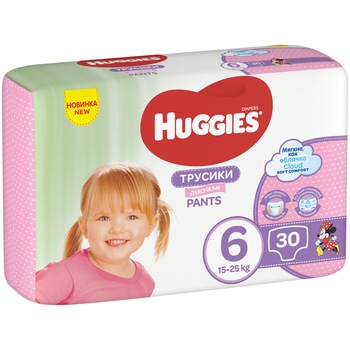 Scutece-chilotel Huggies Jumbo pack 6, Girl, 15-25 kg, 30 buc Scutece-chilotel Huggies Jumbo pack 6, Girl, 15-25 kg, 30 buc