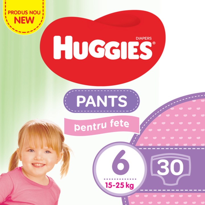 Scutece-chilotel Huggies Jumbo pack 6, Girl, 15-25 kg, 30 buc