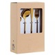 Комплект прибори за хранене DKD Home Decor DWG-04, 16 части, бял мрамор и златисто