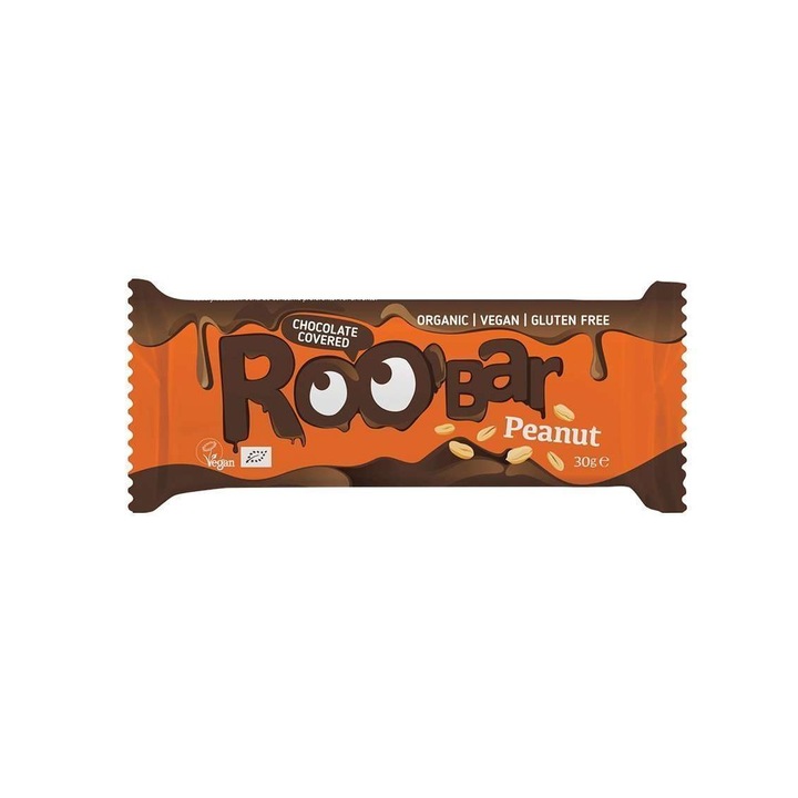 Baton de arahide acoperit cu ciocolata, Bio, Roobar, 30g, Cutie 16 x 30 g