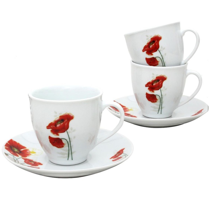 Комплект за чай Morello, 12 части, Red Poppy, 200 мл