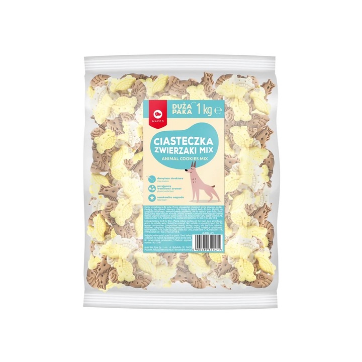 Mix biscuiti pentru caini in forma de animale Maced, Vanilie, 1 kg