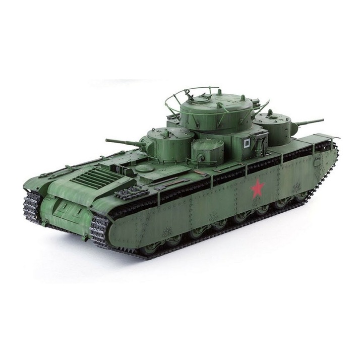 Macheta Militara usor de asamblat fara adeziv Zvezda T-35 Soviet Heavy Tank snap fit 1:100 ZVEZ 6203