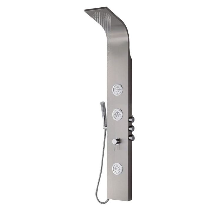 Coloana de dus cu panou inox, GLADYS, 20320332, 3 jeturi rotunde pentru masaj, 4 functii, inaltime 1650 mm, finisaj cromat