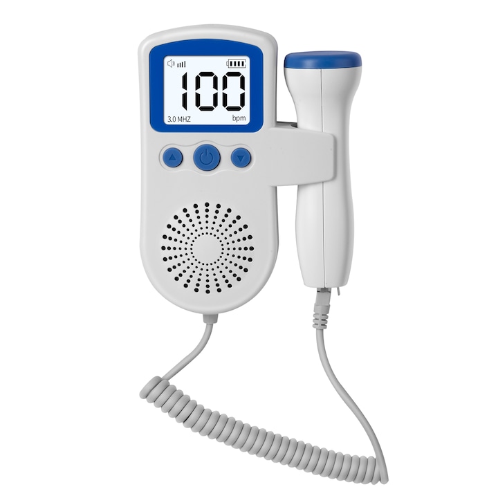 Monitor Fetal Doppler Pentru Gravide BYONDSELF® T501, Monitorizare Functii Vitale Fat, LCD, Albastru