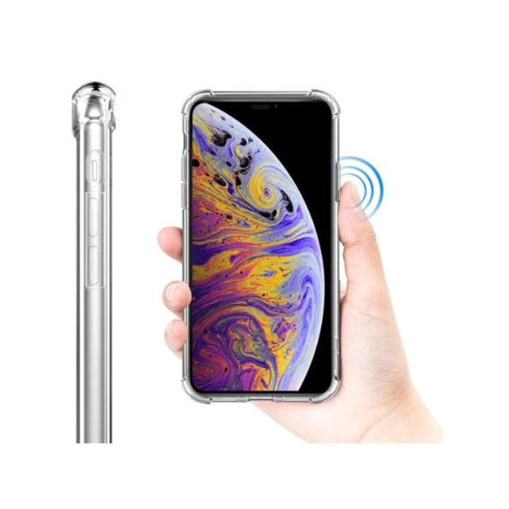 Husa Antisoc Apple cu protectie la colturi pentru iPhone X/XS, TPU, Transparenta