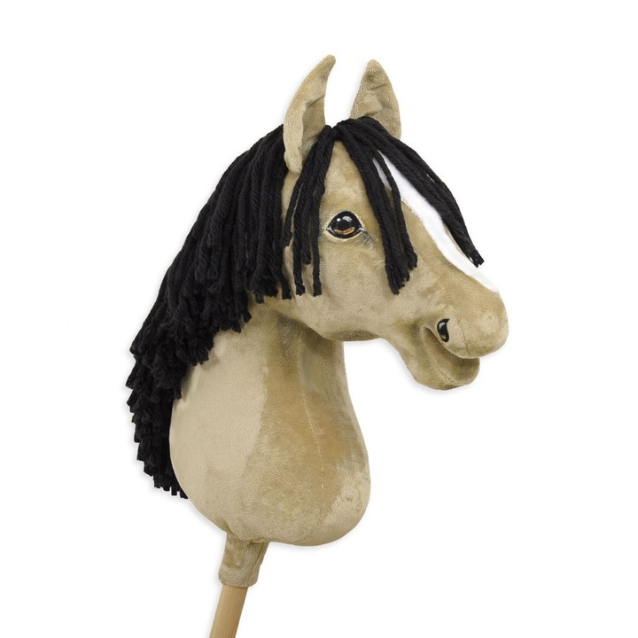 Calut de plus pe bat, Model- Hobby Horse, Cusut manual, Crem/Negru
