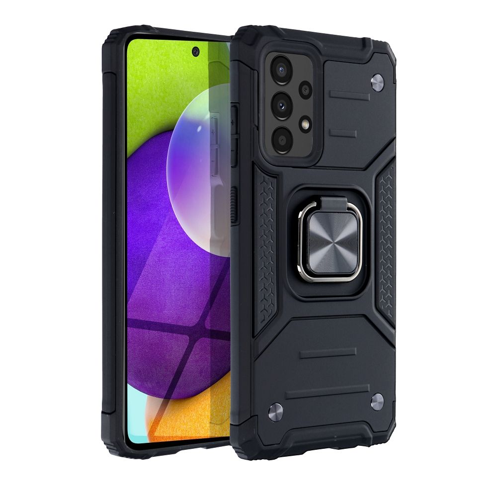 Husa PremiumCell pentru Samsung Galaxy A52 / A52 5G / A52s 5G, Hybrid Antisoc, carcasa cu inel rotativ 360 si Kickstand, Negru