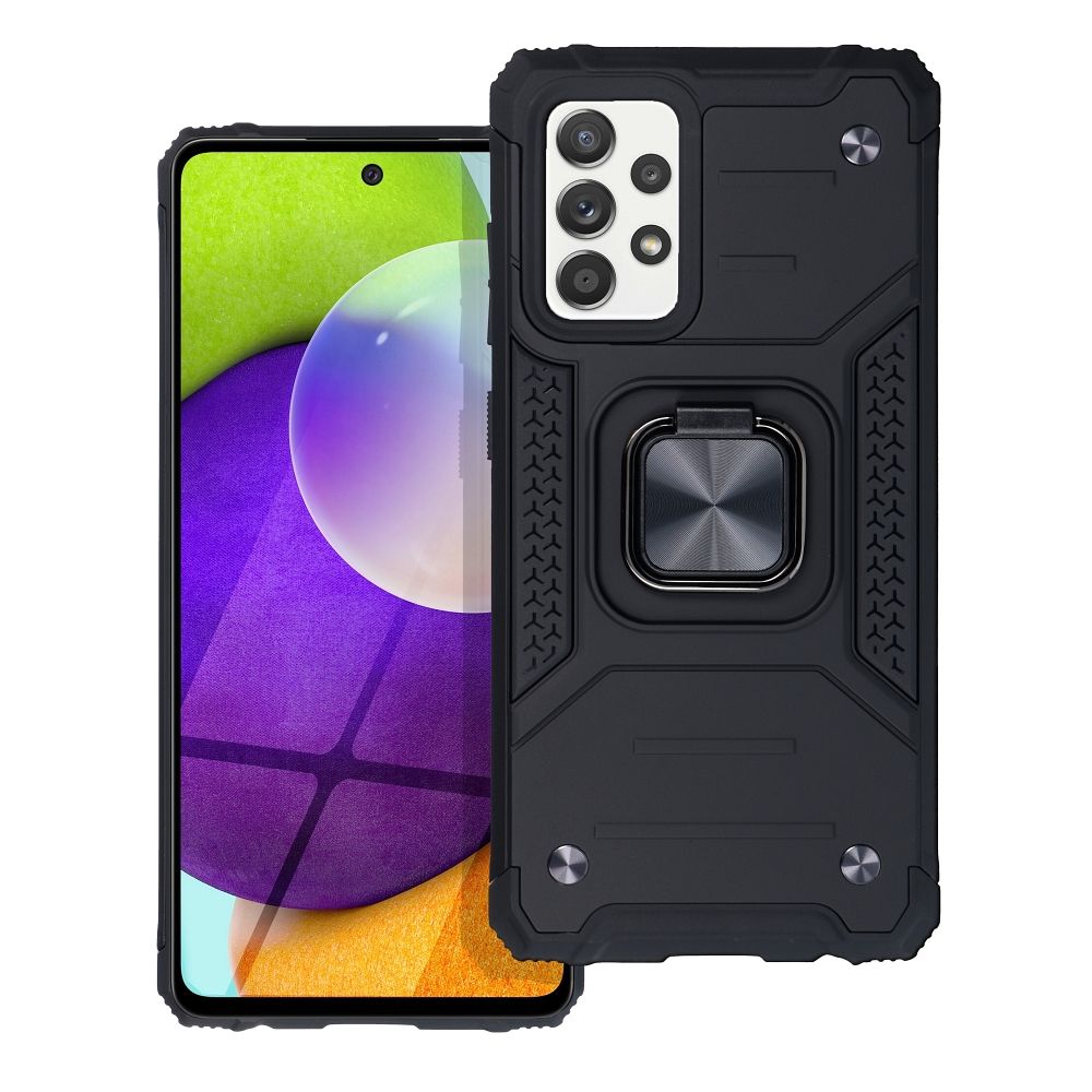 Husa PremiumCell pentru Samsung Galaxy A52 / A52 5G / A52s 5G, Hybrid Antisoc, carcasa cu inel rotativ 360 si Kickstand, Negru