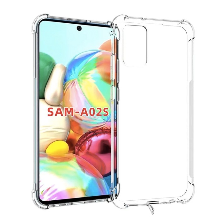 Husa de silicon compatibila cu Samsung Galaxy A02s, Anti Dust, Protectie Margini, Protectie Mufa Incarcare, Plug Mobile Cover, Slim Fit, Transparenta