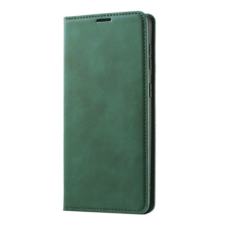 Husa Tip Carte din piele PU compatibila cu Samsung Galaxy S21 FE, Matte Leather Design, Suport card, Stand, Inchidere Magnetica, Proficient Protection, Verde