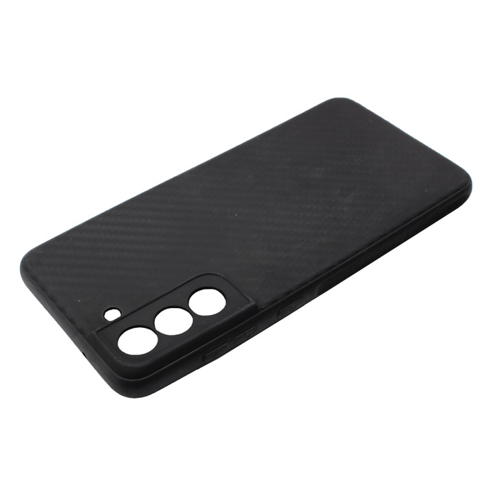 Karbon tok Samsung Galaxy S21 készülékhez, TPU Ultra Protect Slim Anti-Shock, Carbon Fiber, Kameravédelem, Fekete
