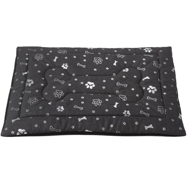 Kutyafekhely, vízálló kutya szőnyeg, kutyaágy, puha és bebújós kutyapárna, mosható, sötétszürke, Welsti, L, 100x70 cm