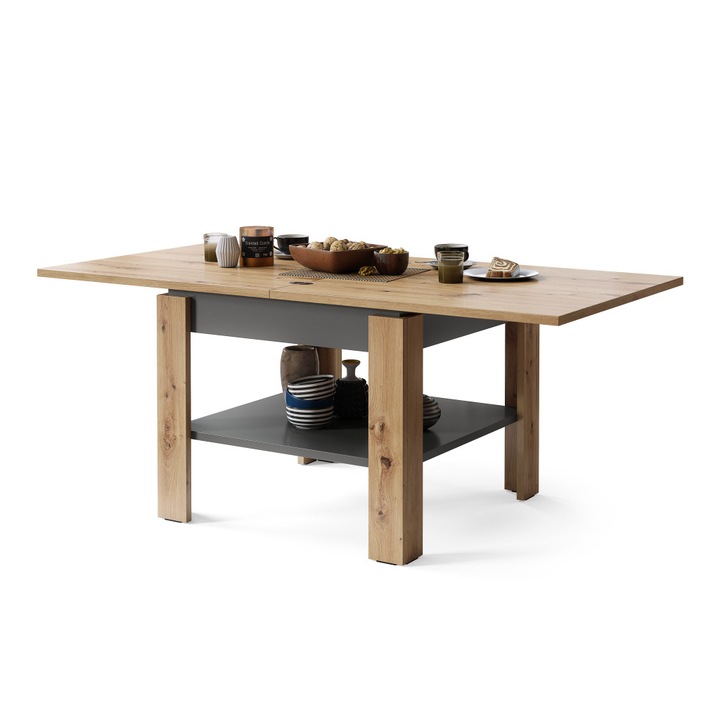 Холна маса Mazzoni, LEO, Дъб / бял, 65 x 65