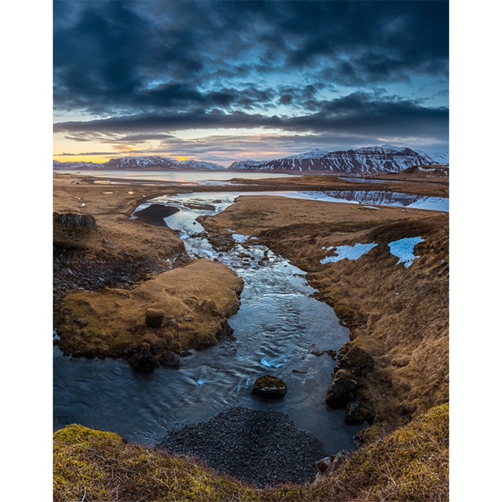 River tapéta, PoStar, Szintetikus szál, 200x254 cm, Barna/Kék