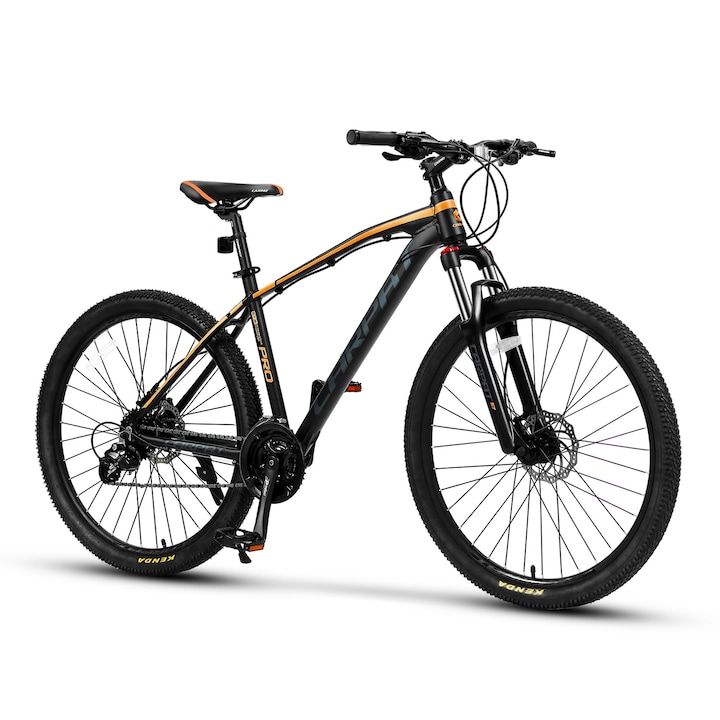 Планински велосипед CARPAT PRO C27225H, 27,5 инча колела, Shimano Altus 24 скорости, Хидравлични дискови спирачки, Алуминиева рамка, Черен/Оранжев цвят