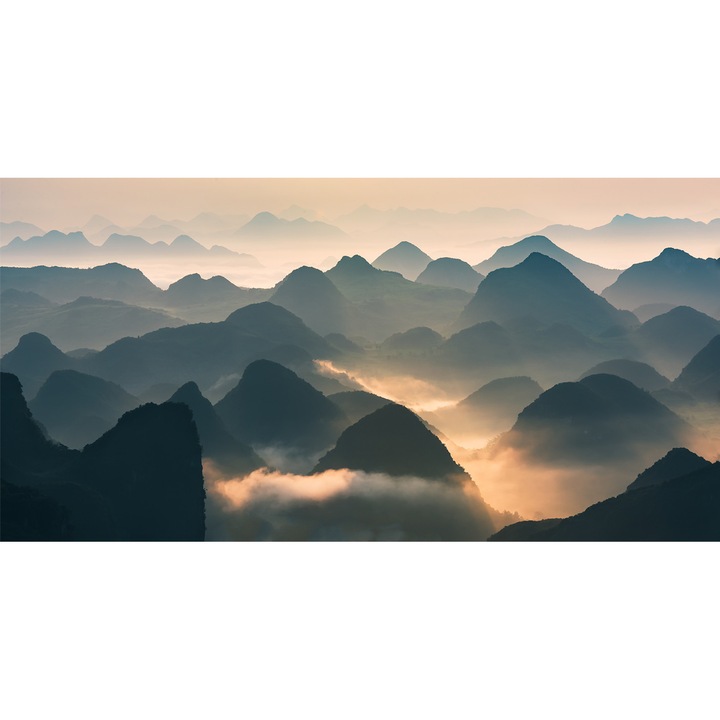 Táj tapéta, PoStar, Szintetikus szál, 500x254 cm, Kék/Narancs