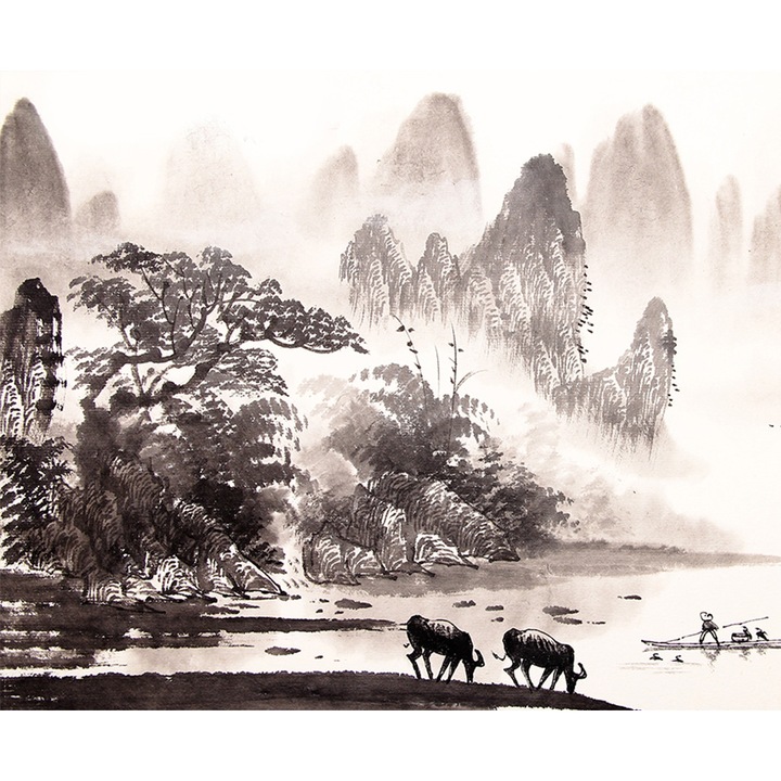 PoStar Táj fotótapéta, Szintetikus szál, 300x254 cm, Bézs