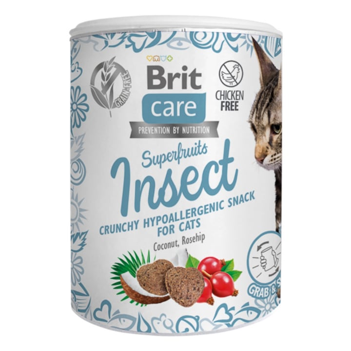 Recompense Fara Cereale Pisici, BRIT Care, Insecte, 100g