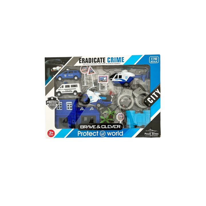 Set de joaca sectie de politie, 12 piese, Brave & Clever