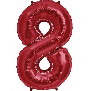 Balon Folie Mare Cifra 8 Rosu - 83 cm, Amscan 28295 Balon Folie Mare Cifra 8 Rosu - 83 cm, Amscan 28295