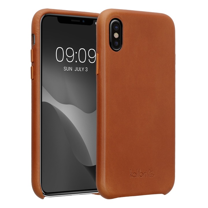 Husa pentru Apple iPhone X/iPhone XS, Piele naturala, Maro, 42516.83