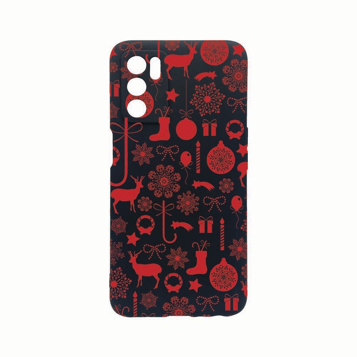 Силиконов калъф Unique за Oppo A16s, Christmas Pattern, защита на камерата, Black c-B 7