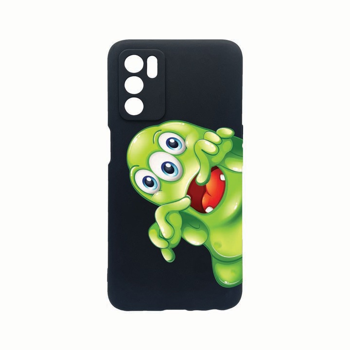 Силиконов калъф Unique за Oppo A16, Green Monster, защита на камерата, Black c-B 60