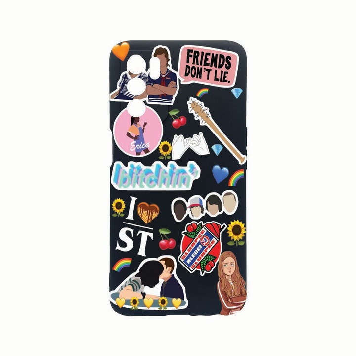 Силиконов калъф Unique за Oppo A16, Friends Don’t Lie, защита на камерата, Black c-B 376