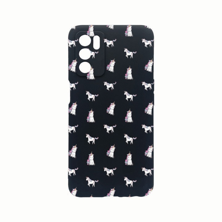 Силиконов калъф Unique за Oppo A16s, Unicorn Pattern, защита на камерата, Black c-B 522