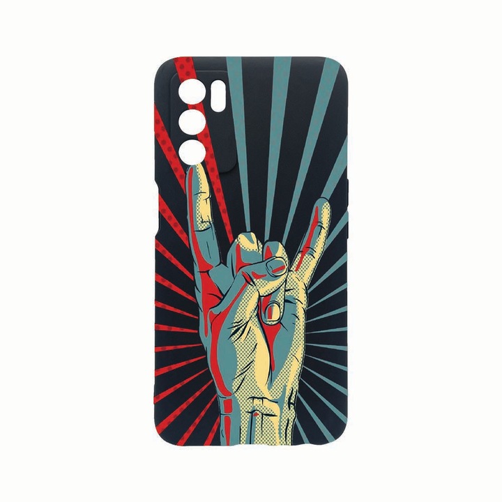 Силиконов калъф Unique за Oppo A16s, Rock Festival, защита на камерата, Black c-B 530