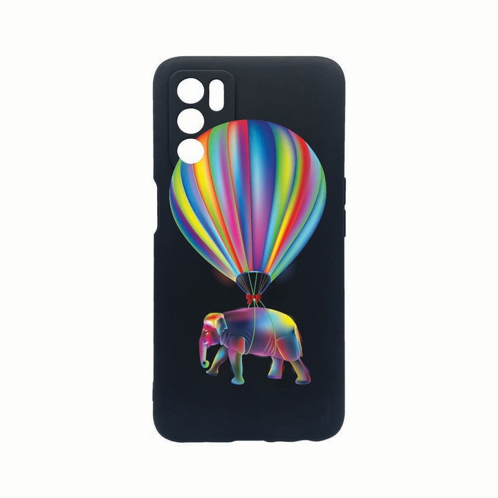 Силиконов калъф Unique за Oppo A54s, Rainbow Elefant, защита на камерата, Black c-B 767